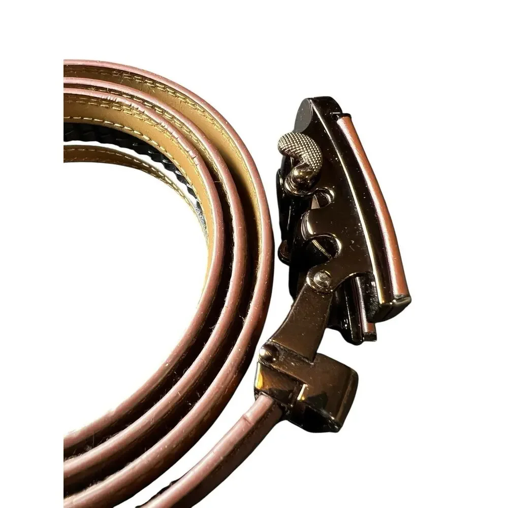 Marino Avenue Men's Brown Magnet‎ Leather Ratchet Belt Size 30-38